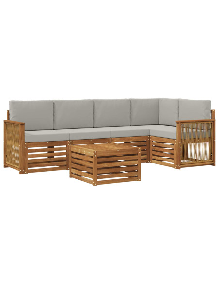 Set divano sezionale con cuscino 5 pcs Naturale e Grigio Chiaro