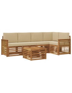 Set divano sezionale con cuscino 5 pcs Naturale