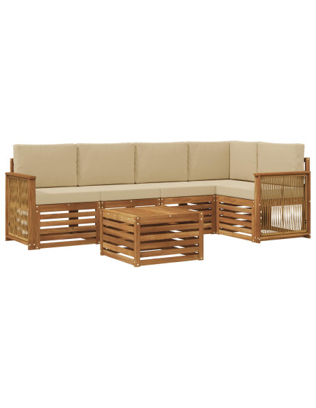 Set divano sezionale con cuscino 5 pcs Naturale