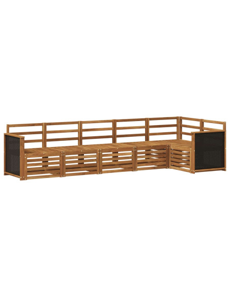 Set divano sezionale 5 pcs Naturale Legno di Acacia Massello