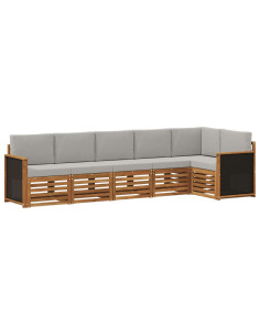 Set divano sezionale con cuscino 5 pcs Naturale e Grigio Chiaro