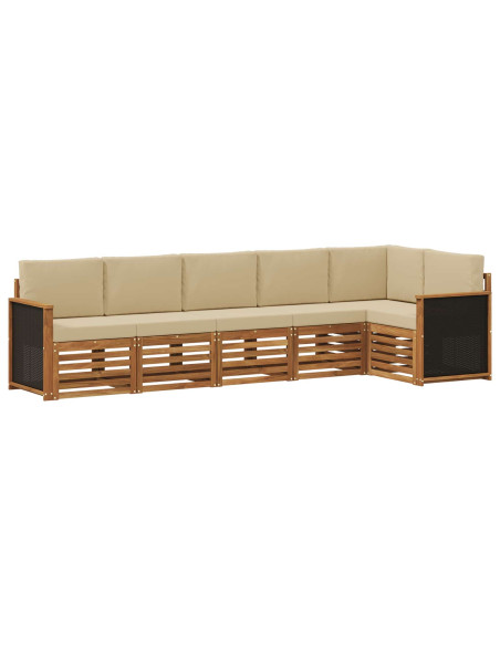 Set divano sezionale con cuscino 5 pcs Naturale