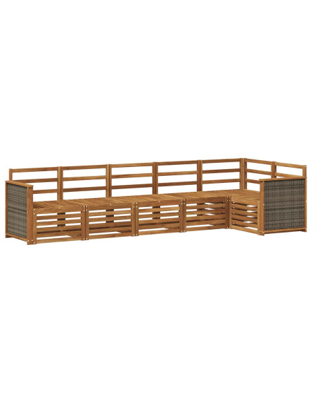 Set divano sezionale 5 pcs Naturale Legno di Acacia Massello