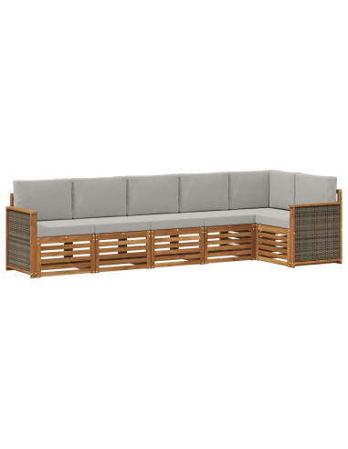 Set divano sezionale con cuscino 5 pcs Naturale e Grigio Chiaro