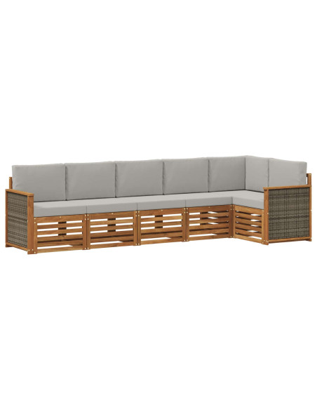 Set divano sezionale con cuscino 5 pcs Naturale e Grigio Chiaro