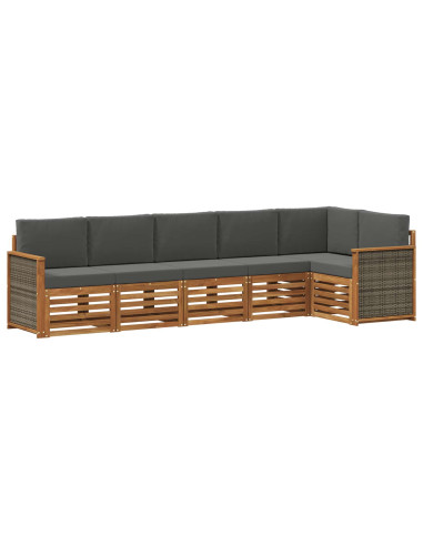 Set divano sezionale con cuscino 5 pcs Naturale e Antracite