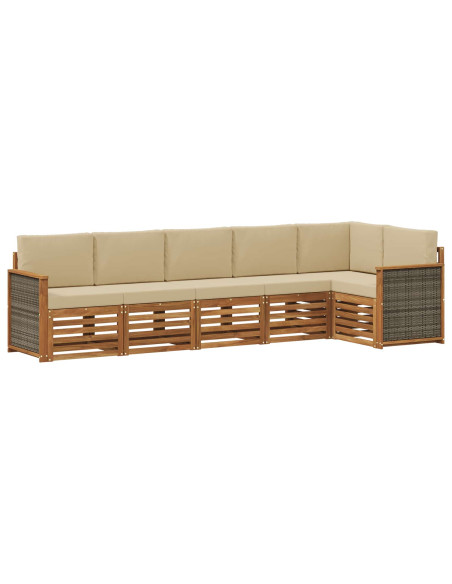 Set divano sezionale con cuscino 5 pcs Naturale