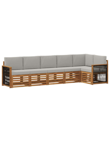 Set divano sezionale con cuscino 5 pcs Naturale e Grigio Chiaro