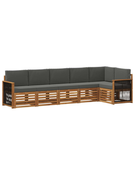 Set divano sezionale con cuscino 5 pcs Naturale e Antracite