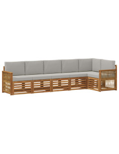 Set divano sezionale con cuscino 5 pcs Naturale e Grigio Chiaro