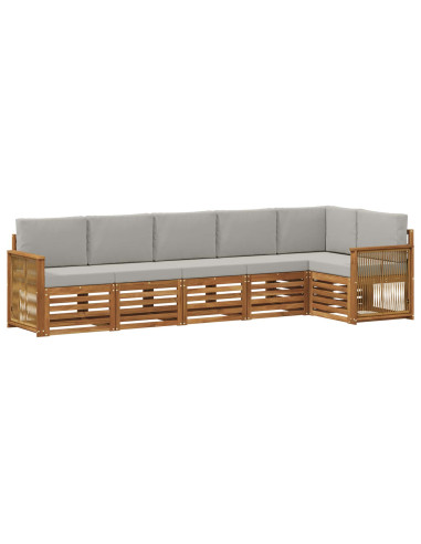 Set divano sezionale con cuscino 5 pcs Naturale e Grigio Chiaro
