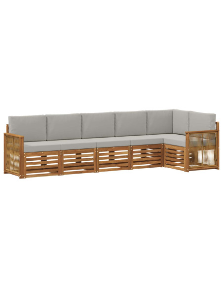 Set divano sezionale con cuscino 5 pcs Naturale e Grigio Chiaro