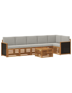 Set divano sezionale con cuscino 6 pcs Naturale e Grigio Chiaro