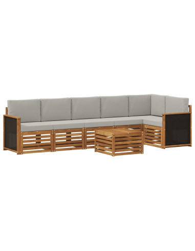 Set divano sezionale con cuscino 6 pcs Naturale e Grigio Chiaro