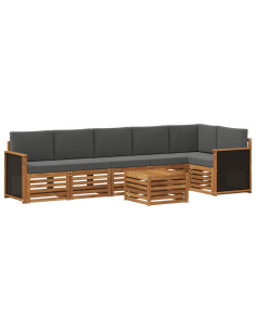 Set divano sezionale con cuscino 6 pcs Naturale e Antracite