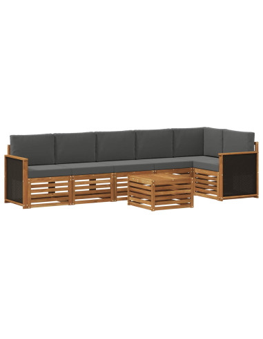 Set divano sezionale con cuscino 6 pcs Naturale e Antracite