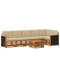 Set divano sezionale con cuscino 6 pcs Naturale