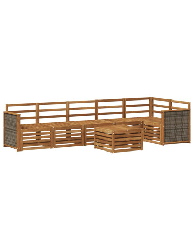 Set divano sezionale 6 pcs Naturale Legno di Acacia Massello