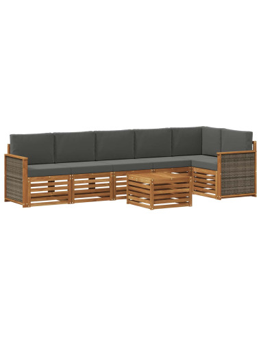 Set divano sezionale con cuscino 6 pcs Naturale e Antracite