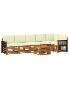 Set divano sezionale con cuscino 6 pcs Naturale e Crema