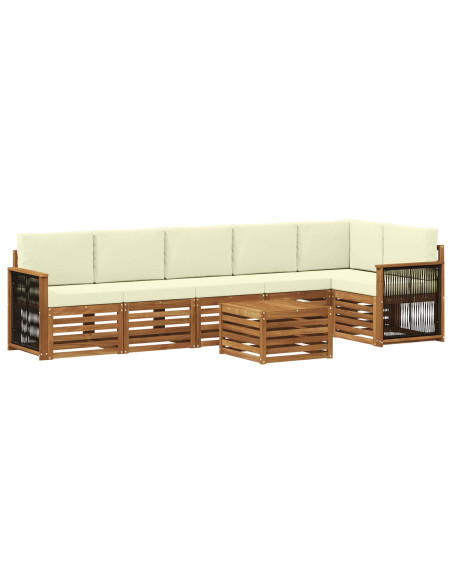 Set divano sezionale con cuscino 6 pcs Naturale e Crema