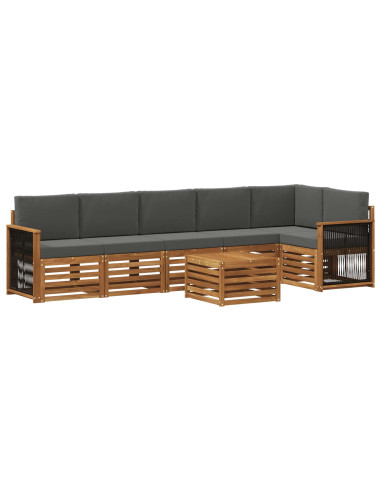 Set divano sezionale con cuscino 6 pcs Naturale e Antracite