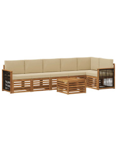 Set divano sezionale con cuscino 6 pcs Naturale