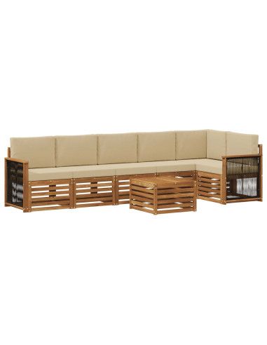 Set divano sezionale con cuscino 6 pcs Naturale