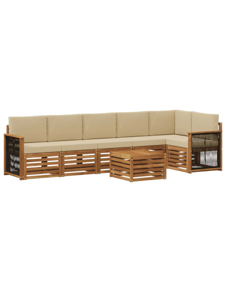Set divano sezionale con cuscino 6 pcs Naturale