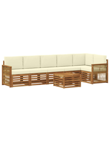 Set divano sezionale con cuscino 6 pcs Naturale e Crema