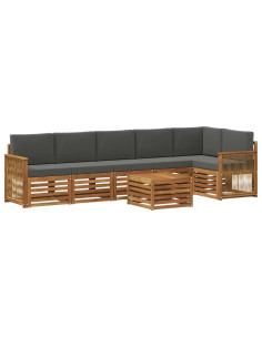 Set divano sezionale con cuscino 6 pcs Naturale e Antracite