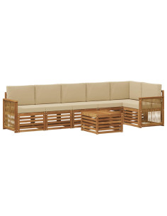 Set divano sezionale con cuscino 6 pcs Naturale