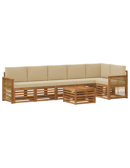 Set divano sezionale con cuscino 6 pcs Naturale