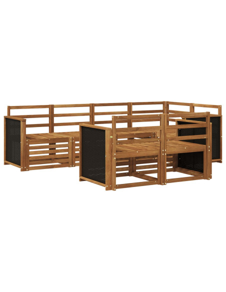 Set divano sezionale 6 pcs Naturale Legno di Acacia Massello