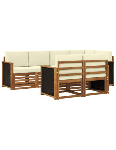 Set divano sezionale con cuscino 6 pcs Naturale e Crema
