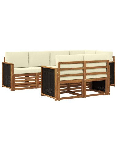 Set divano sezionale con cuscino 6 pcs Naturale e Crema
