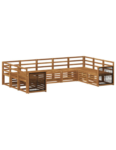 Set divano sezionale 7 pcs Naturale Legno di Acacia Massello