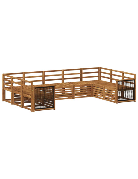 Set divano sezionale 7 pcs Naturale Legno di Acacia Massello