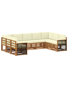 Set divano sezionale con cuscino 7 pcs Naturale e Crema