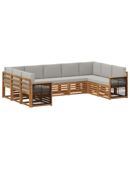 Set divano sezionale con cuscino 7 pcs Naturale e Grigio Chiaro