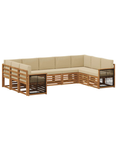 Set divano sezionale con cuscino 7 pcs Naturale