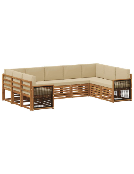 Set divano sezionale con cuscino 7 pcs Naturale