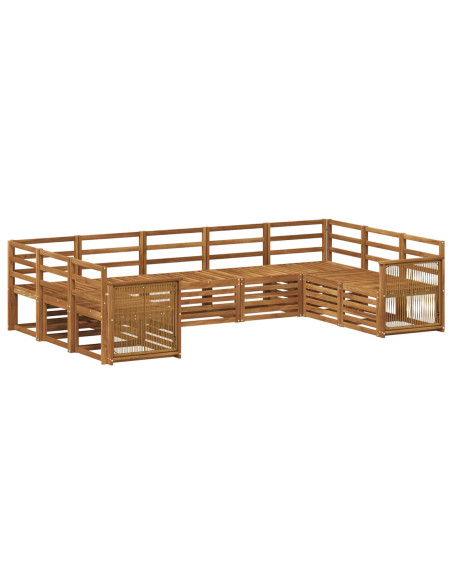 Set divano sezionale 7 pcs Naturale Legno di Acacia Massello