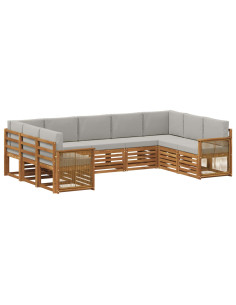 Set divano sezionale con cuscino 7 pcs Naturale e Grigio Chiaro