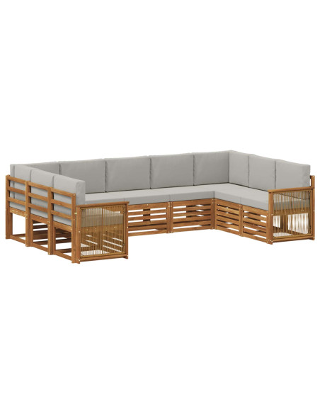 Set divano sezionale con cuscino 7 pcs Naturale e Grigio Chiaro