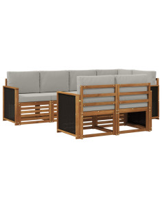Set divano sezionale con cuscino 6 pcs Naturale e Grigio Chiaro