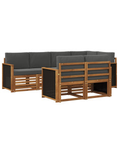 Set divano sezionale con cuscino 6 pcs Naturale e Antracite