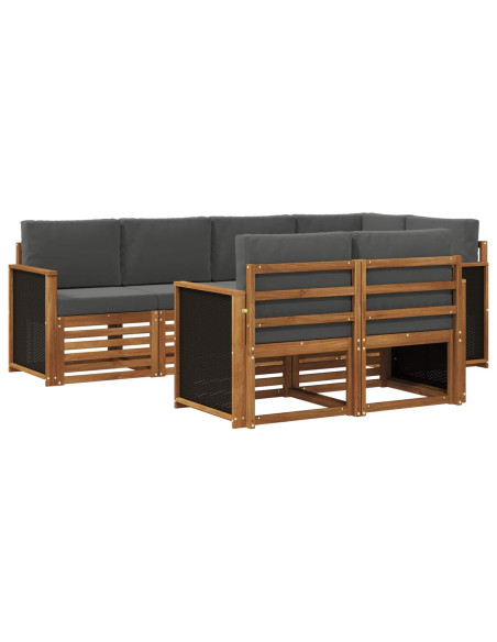 Set divano sezionale con cuscino 6 pcs Naturale e Antracite
