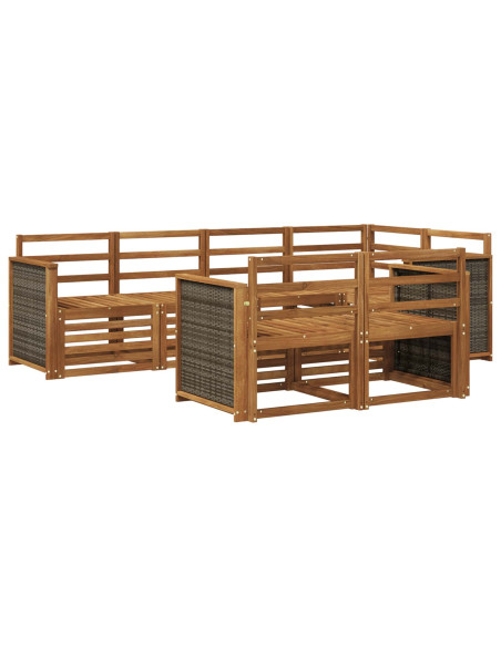 Set divano sezionale 6 pcs Naturale Legno di Acacia Massello