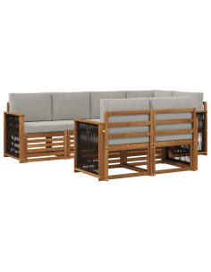 Set divano sezionale con cuscino 6 pcs Naturale e Grigio Chiaro